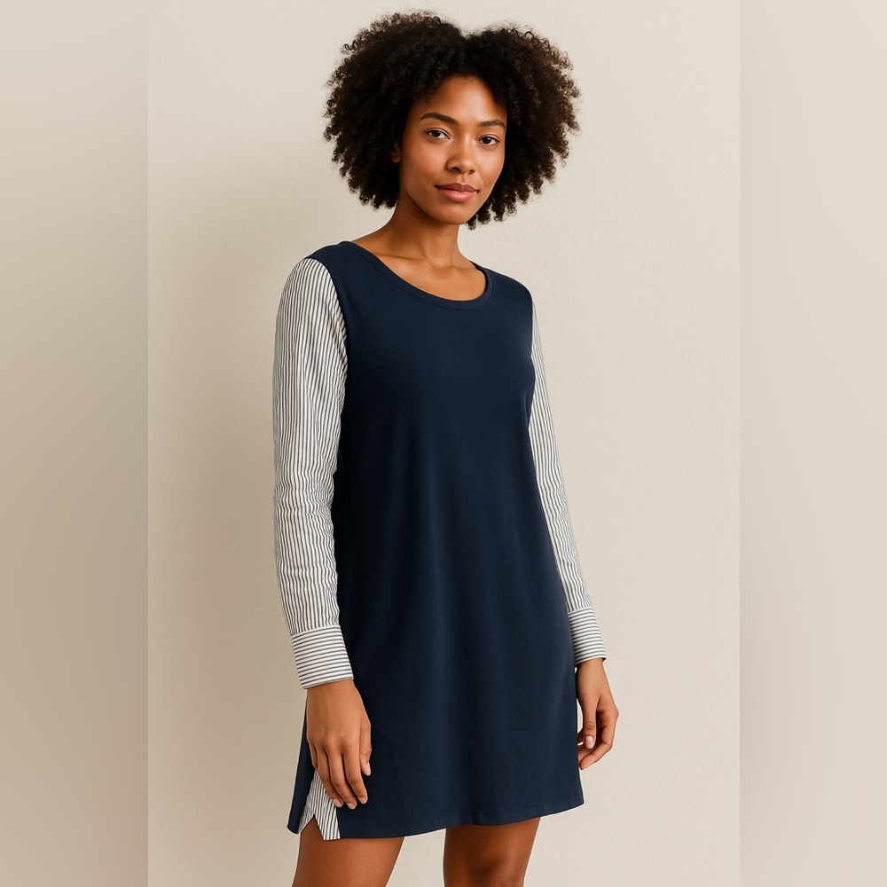 Kensie Long Sleeve Navy Dress – Size L – EUC
